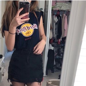 high rise denim skirt